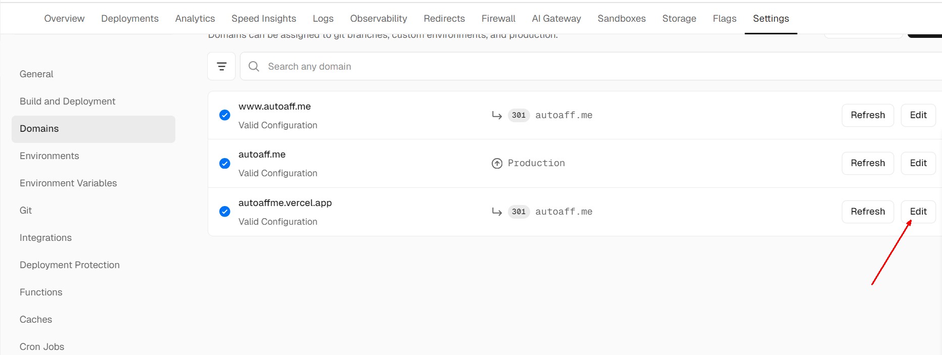 Configure 301 redirects