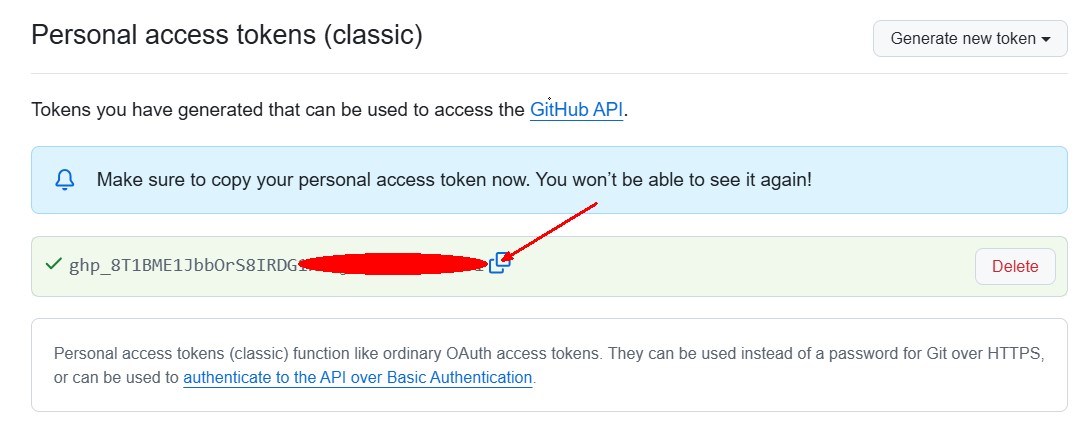 Create a GitHub token
