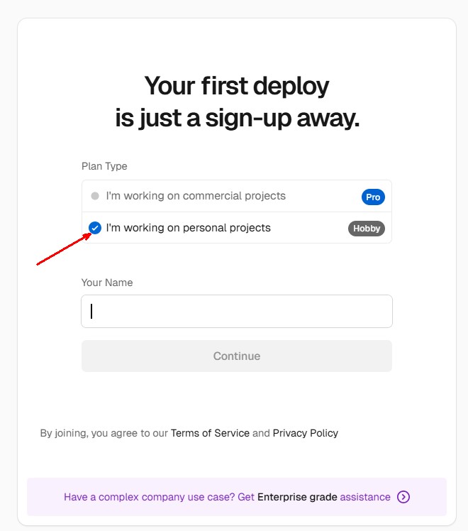 Create a Vercel account
